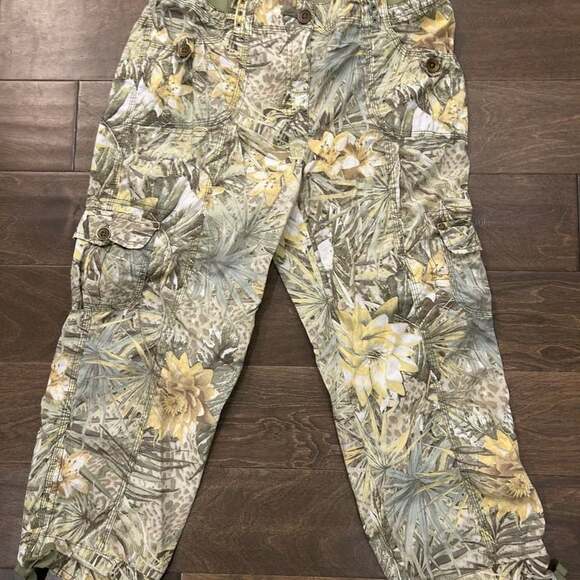 Chico's Brigitte Slim Ankle Palm-Print Pants - Picture 1 of 4